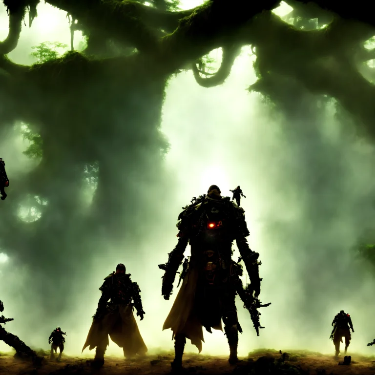 Photo, Of Scififantasy A Group Of Adventurers Explore A Myst...