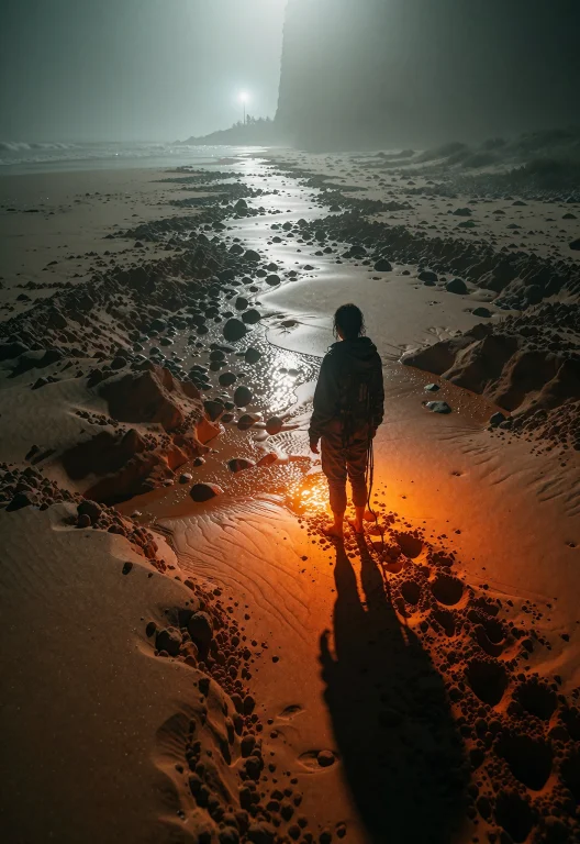 This Is A The Image Employs A Dramatic Color Palette Dominat...