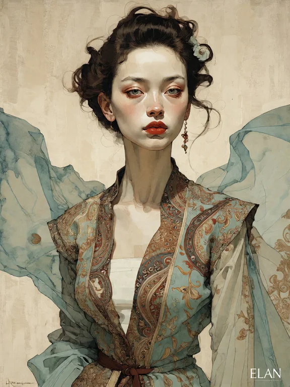 Bradhamel Art Style. A Portrait Of A Young East Asian Woman...