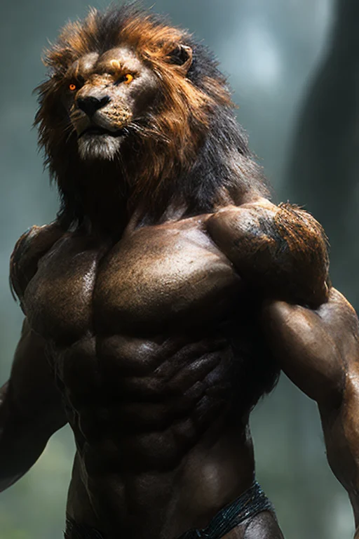 Fkingscifiv2, Werecreature, Lion, Large Head, Orange Eyes, I...