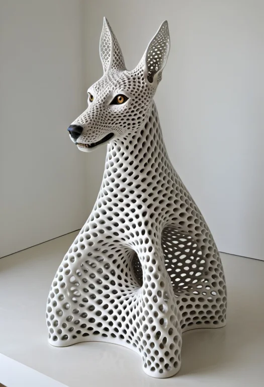 Gyroid Lattice, Anubis Dog Formed Entirely From A Continuous...