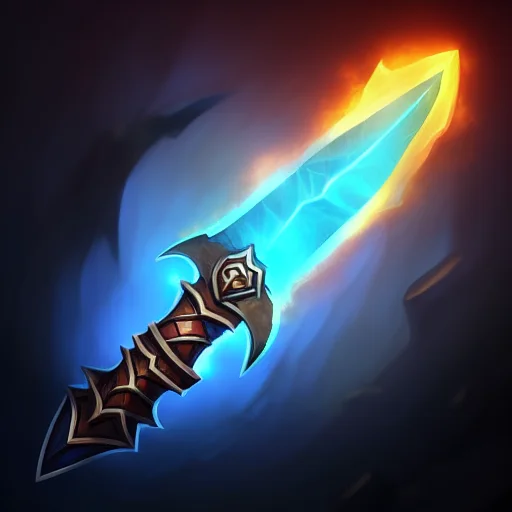 Awesome Rpg Icon Of An Iron Dagger, Arcane Mana Aura Energy...