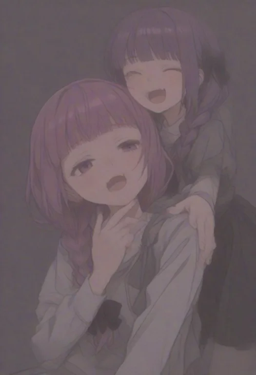 Black Bow, Blunt Bangs, Braid, Closed Eyes, Purple Eyes, Fan...