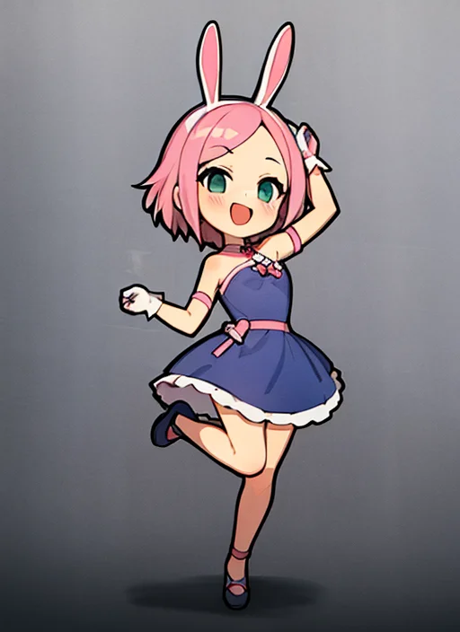 Masterpiece, Best Quality,a Girl, Chibi, Full Body, Pink Hai...