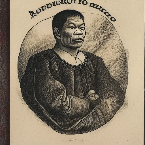 Portrait Of Rodrigo Duterte, Full Body Shot, Durer-style