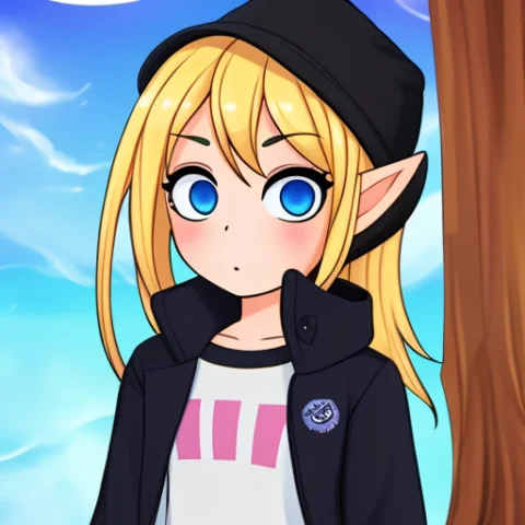Little Girl Elf, Blonde, Blue Eyes, Outdoor,black Jacket, Wh... — Stable Diffusion AI Prompt: little girl elf, blonde, blue eyes, outdoor,black jacket, white shirt