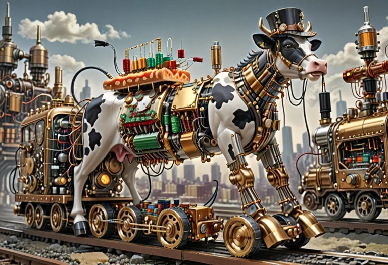 Transistors, A Steampunk Cow Made Out Of Gears And Pipes And...