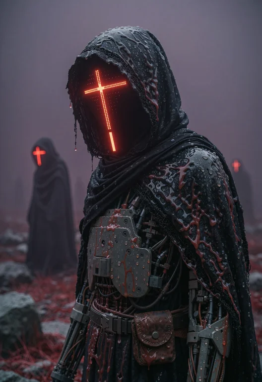 This Is A Dystopian Scene With A Dark, Moody Atmosphere. The...