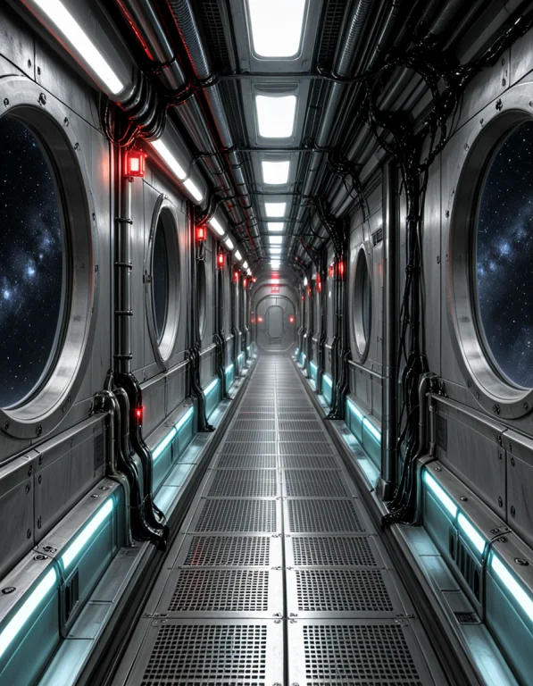 3d3n Sh1p, Photorealistic, Main Corridor With Brushed Steel...
