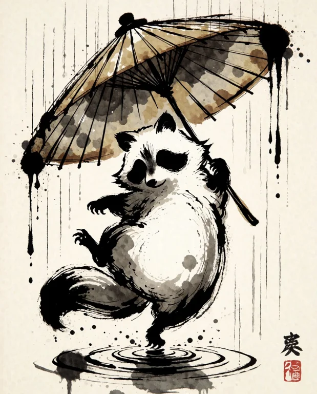 Masterpiece,very Aesthetic,sumiink, 1animal, White Raccoon D...