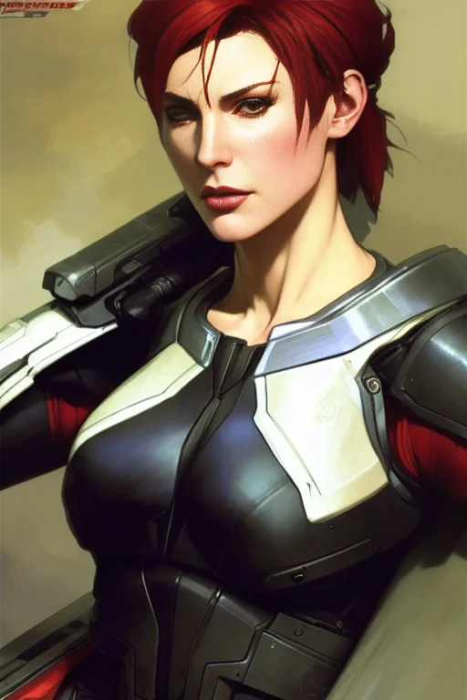 A Waist Up Picture Of A Female Commander Shepard, Mass Effec...