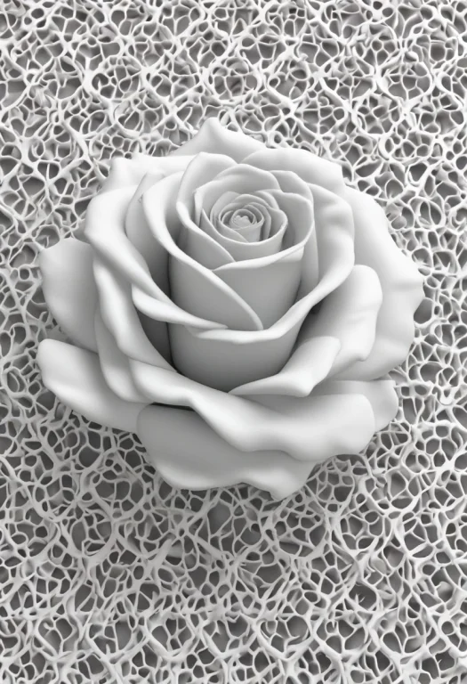 Single Rose Rendered Entirely As A Gyroid Lattice Structure,...