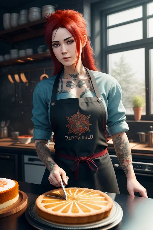 A Woman With Tattoo, Redblack Hair, Long Hair, Wearing A Bla...