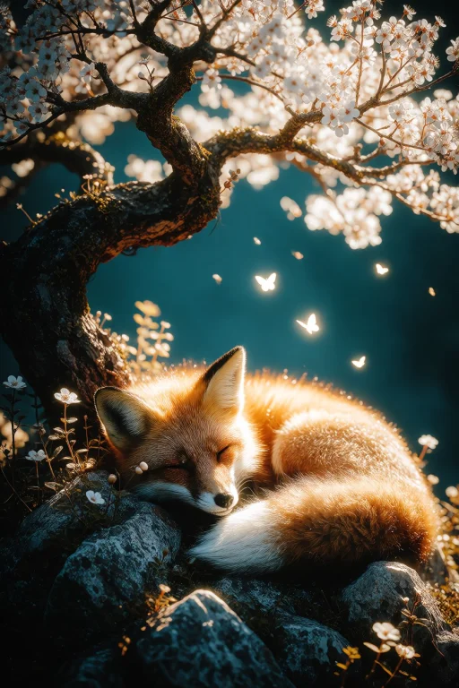 Zidiusart, A Detailed, Vibrant Illustration Of A Red Fox Sle...