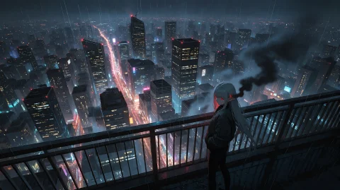 A Cinematic Wide Semi-anime Establishing Shot Of A Modern Me... — Stable Diffusion AI Prompt: A cinematic wide semi-anime establishing shot of a modern metropolis at night in...