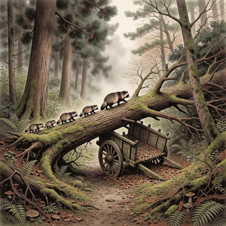 A Fallen Tree Sprawled Across A Narrow Dirt Path In A Japane...