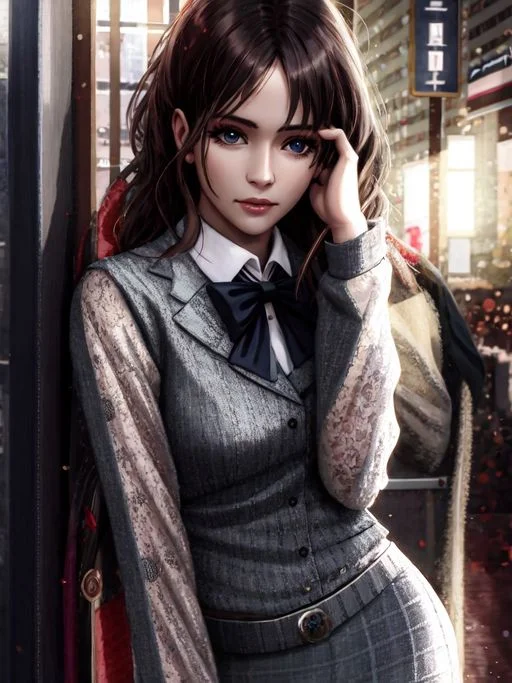 Futuristic1.4 Girl,detailed Pupils. Long Business Suit And J...