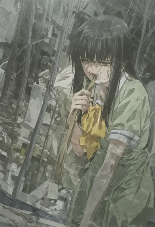 Ayawatsuji, Yellow Eyes, Black Hair, Long Hair, Bangs, Yello...