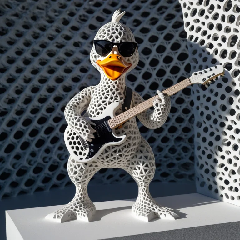 A Statue Of A Duck, Sunglasses, Playing Electric Guitar, Roc...