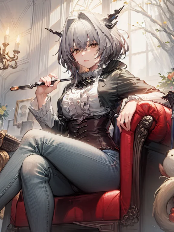 1girl,cowboy Shot,talulahhead,sitting ,chair,crossed Legs, J...