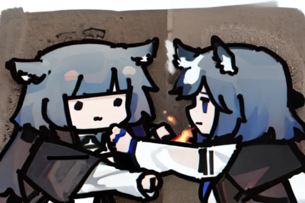 2girls Fight Each Other ,style Anime,texas,arknights, Weapon...