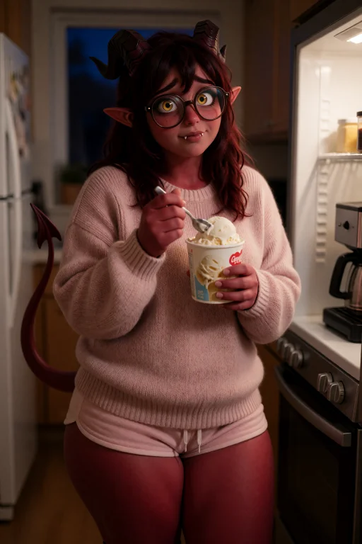 Serenalora, Standing In Her Kitchen Late At Night Wearing An...