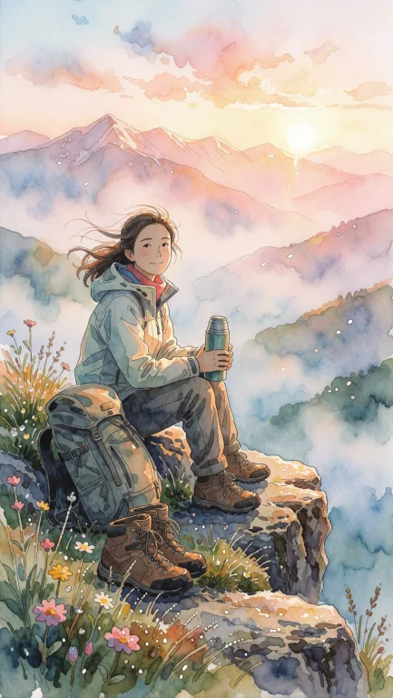 A Woman With A Gentle Smile Sits On The Edge Of A Rocky Clif...