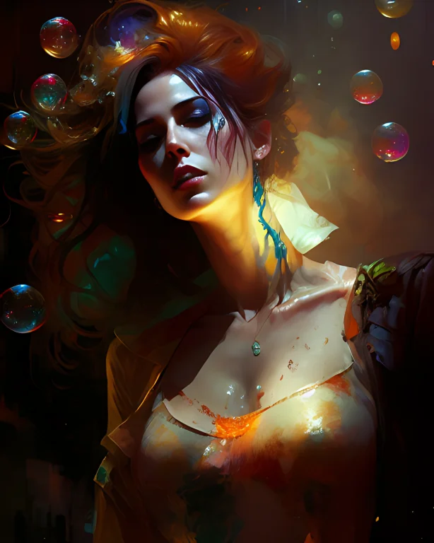 Drunken Beautiful Woman As Delirium From Sandman, Brown Hair...