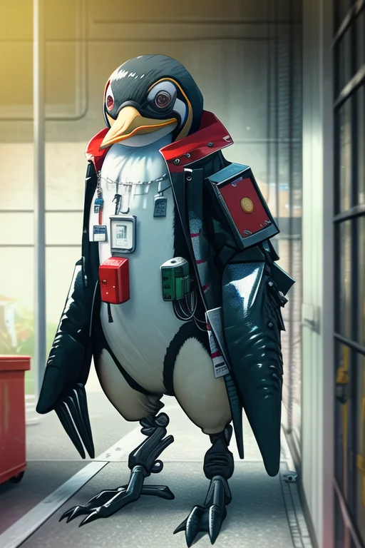 A Portrait Of A Animatronic Penguin, Garage, Cables