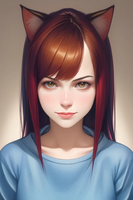 A Portrait Of A Neko Girl,gradientbackground