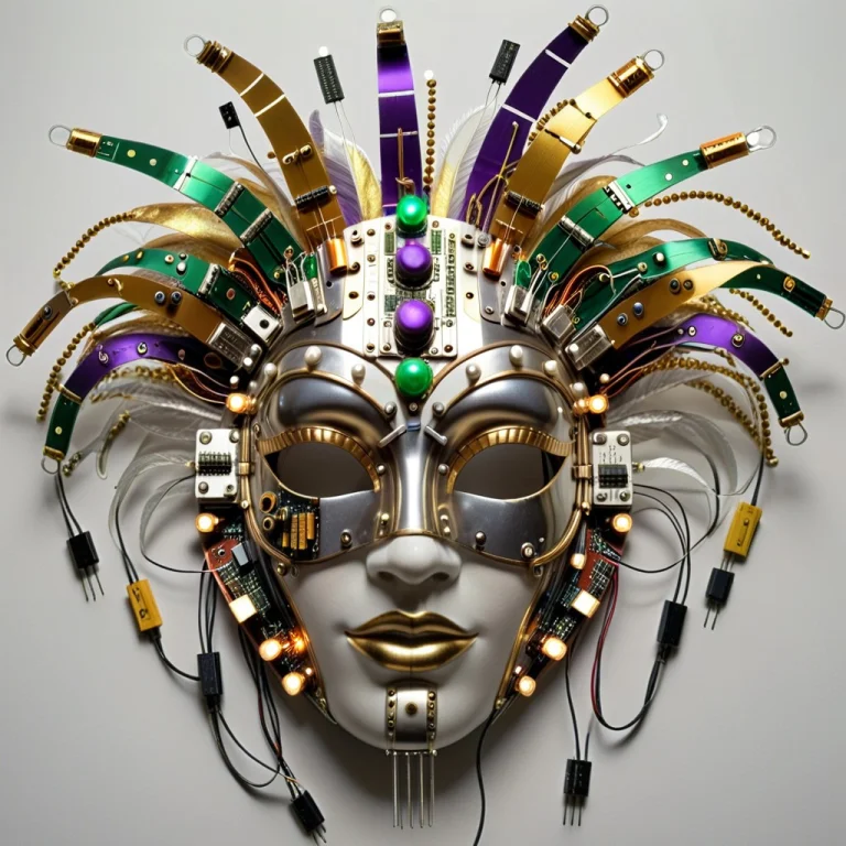 Mardi Gras Mask Made Of Transistors Designs In Glass, Brass,...