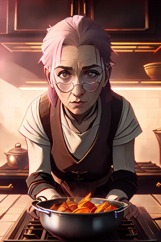 Old Woman1.1, Granny1.1 Cooking In A Kitchen, Futuristic Arc... — Stable Diffusion AI Prompt: (old woman:1.1), (granny:1.1) cooking in a kitchen, futuristic arcan3