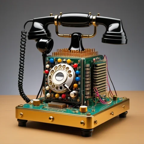 Generate A High-detail Digital Image Of A 1945-era Telephone... — SDXL AI Prompt: Generate a high-detail digital image of a 1945-era telephone reconstructed entir...