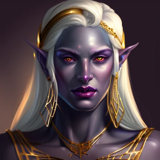 Close-up Portrait Of A Ancient Greek Female Drow Person Wear...