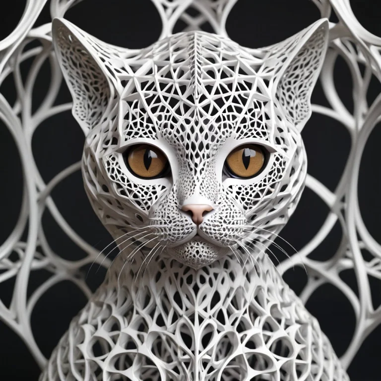 Intricate, Detailed, Gyroid, Lattice Structure, Cat