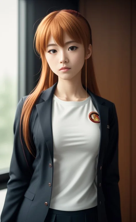 Asuka Langley Soryu, School Uniform, Standing, Close Up, Ful...
