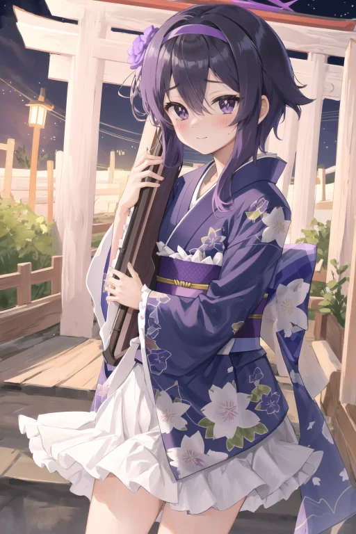 Haruka, 1girl, Halo, Short Hair With Long Locks, Purple Hair...