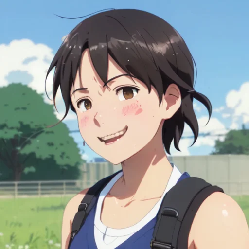 Portrait Of A Tomboy Girl With Short Black Hair, Messy Hair,...