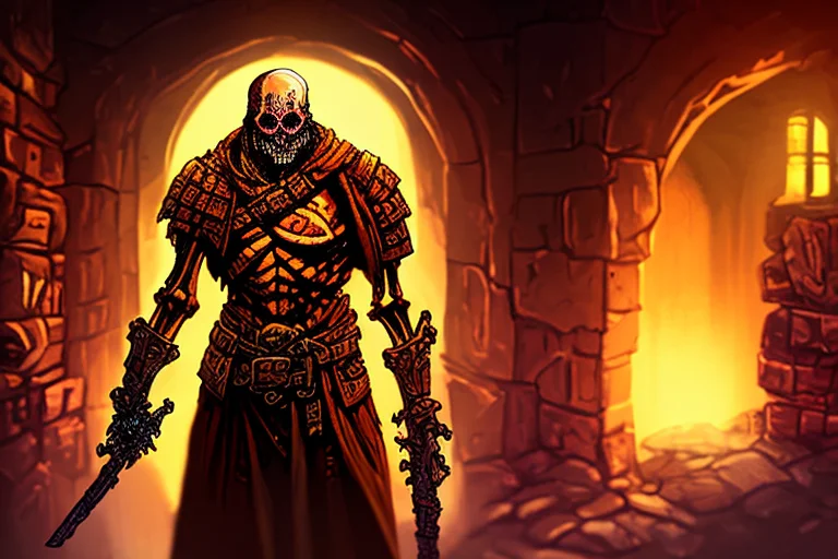 Digital Painting Of A Skeleton In A Gritty Underground Dunge...