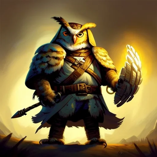 Medium Shot Of A Olmec, Great Horned Owl Owlfolk Person, Fan...