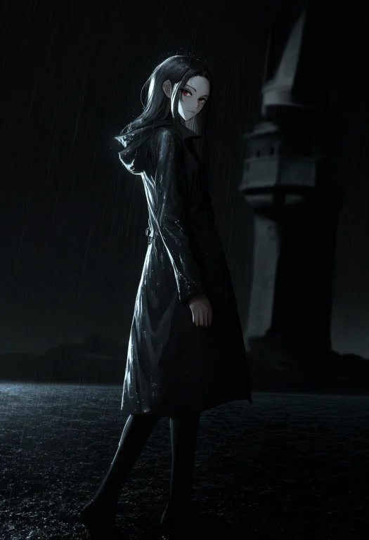 1girl, Red Eyes, Eyelashes, Long Hair, Long Legs, Solo, Dark...