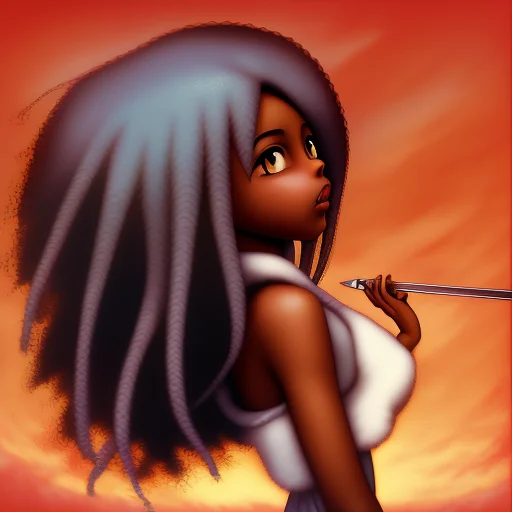 African Moe Anime Black-waifu Musume Fanart, Natural 4c Afro...