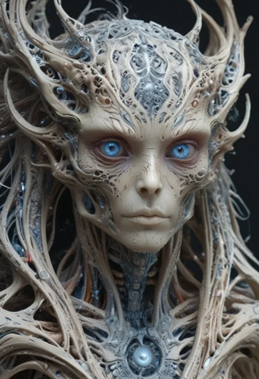 A Close-up Shot Of A Grotesque Biomechanical Alien Creature...