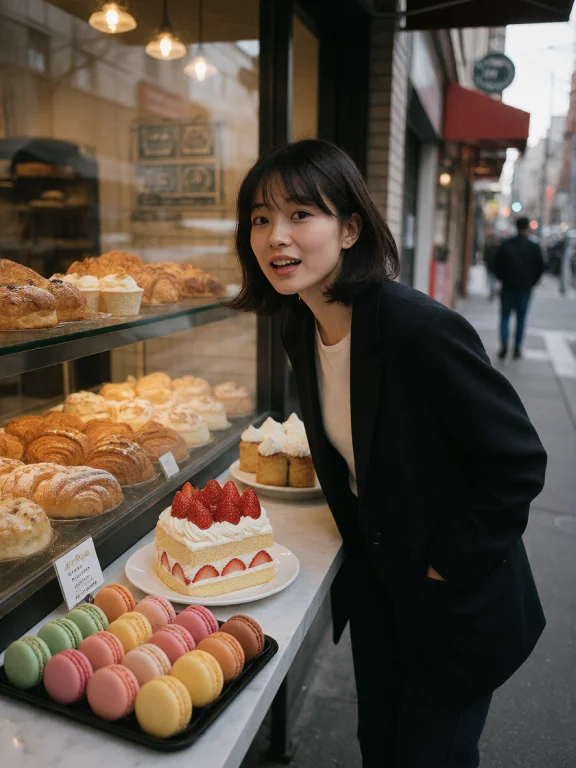 A Candid Photo Of A Japanese Woman With A Modern Aesthetic,...