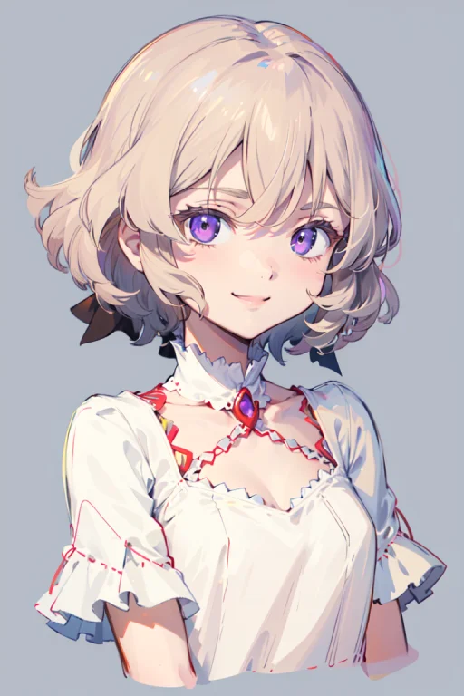 1girl, Straight-on, Upper Body, Solo, Short Hair, Smile, Whi...