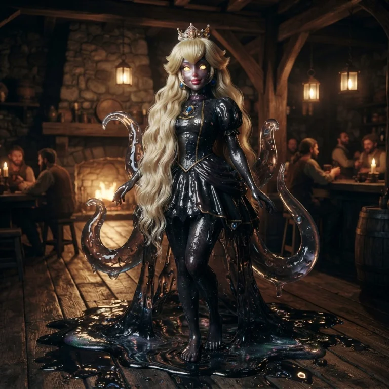 A Full-body Portrait Of Princess Peach Reimagined As A Slime...