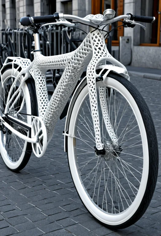 Gyroid, Gyroid Lattice, Photorealistic, A City Bicycle Parke...