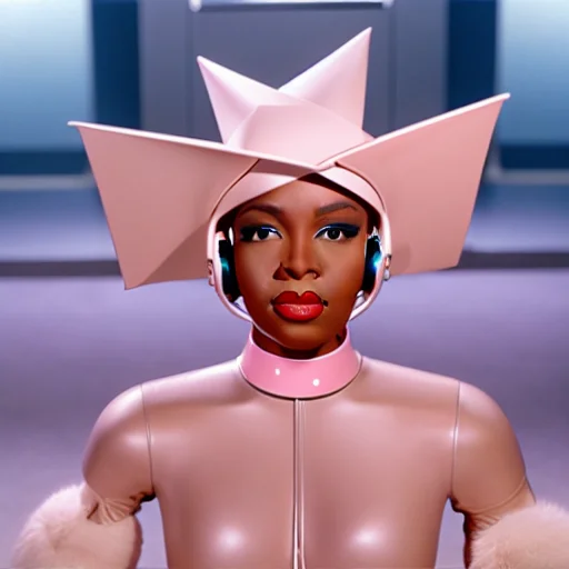 A Closeup Portrait Of An Android With The Face Of A Black Wo...