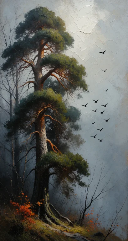 Very Loose Painting, Thick Brush Strokes,, Muted Colors With...