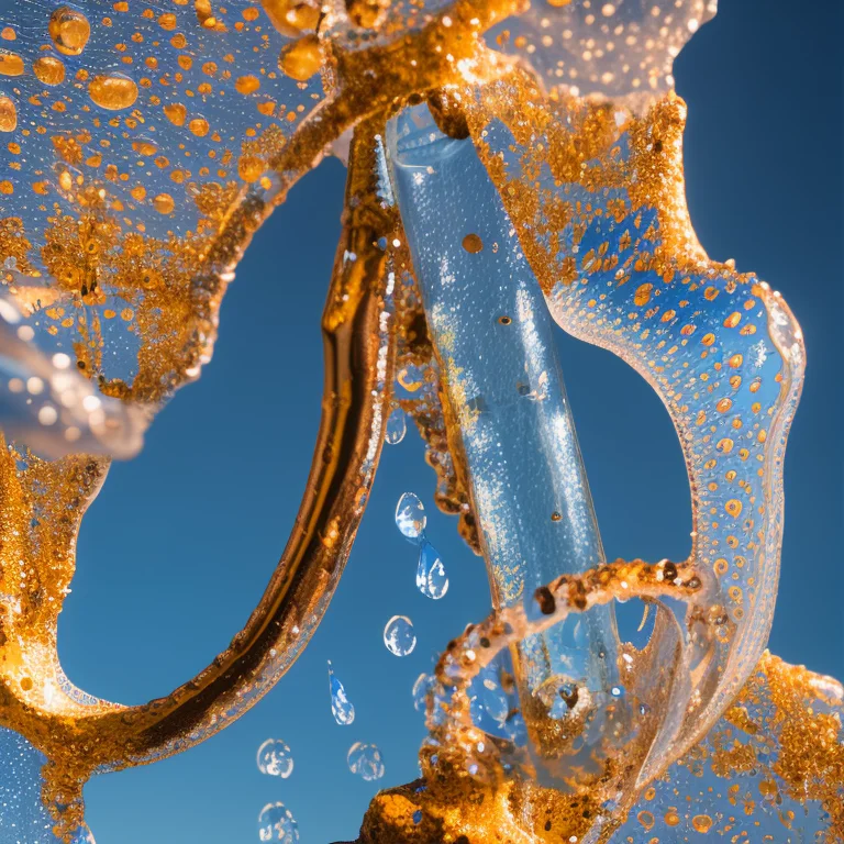 A Close-up Painting Of A Water Fountain With A Blue Sky In T...